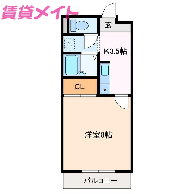 リバティベル(1K/2階)の間取り写真