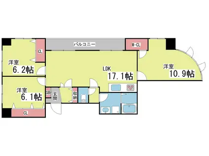 古泉ビル(3LDK/8階)の間取り写真