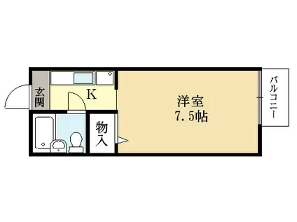 プレジール今堀A棟(1K/2階)の間取り写真