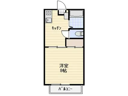 ラ・メゾン・ローズ(1K/2階)の間取り写真