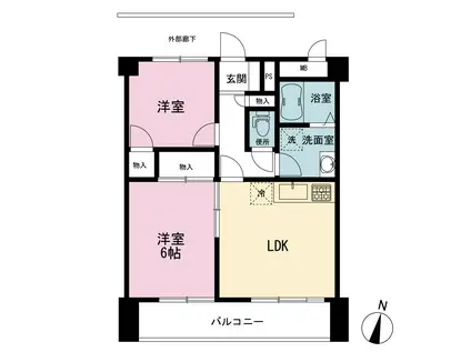 上大岡フラワーマンションIII(2DK/5階)の間取り写真