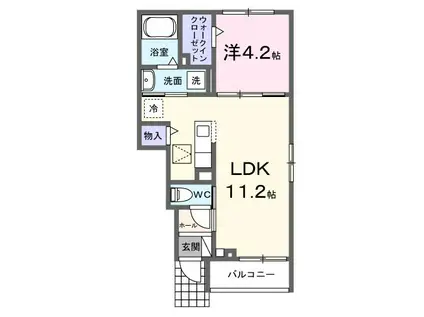 デルーナII(1LDK/1階)の間取り写真