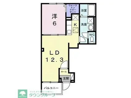 グラン・シャトー武蔵嵐山A(1LDK/1階)の間取り写真