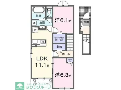 リ・ヴィラキーファA(2LDK/2階)の間取り写真