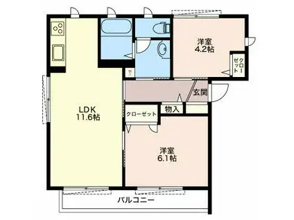 パークハイムN(2LDK/1階)の間取り写真