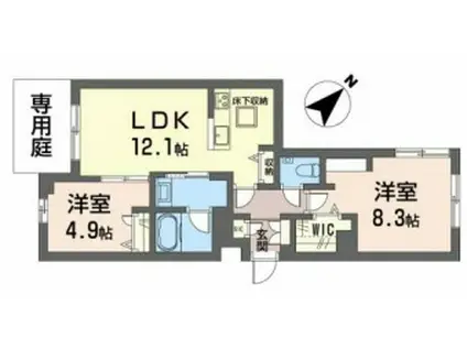 シャーメゾンGRANDE須磨離宮(2LDK/1階)の間取り写真