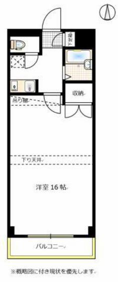 コゼット西古松(1K/3階)の間取り写真