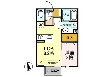 ミーティア III(1LDK/2階)の間取り写真