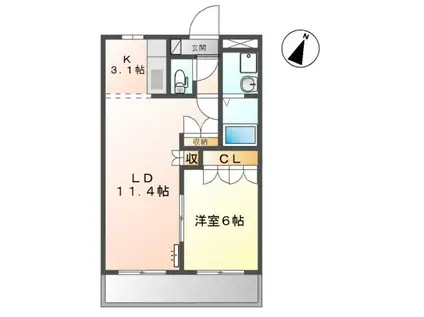 サンクレストS(1LDK/2階)の間取り写真