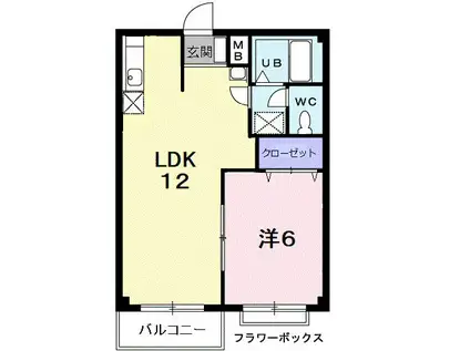サマーディーンヤマイチ(1LDK/2階)の間取り写真