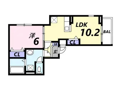 シャインII(1LDK/2階)の間取り写真