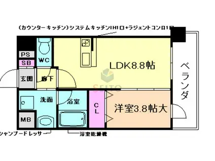 新大阪南グランドマンション 新着(1LDK/5階)の間取り写真