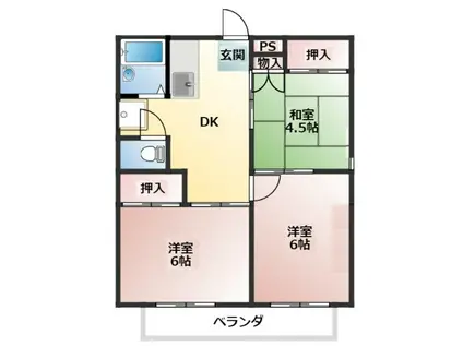 翼ハイツ 2号館(3DK/2階)の間取り写真