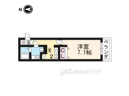 クレール北白川(1K/3階)の間取り写真