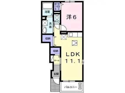 ホワイトローズ(1LDK/1階)の間取り写真