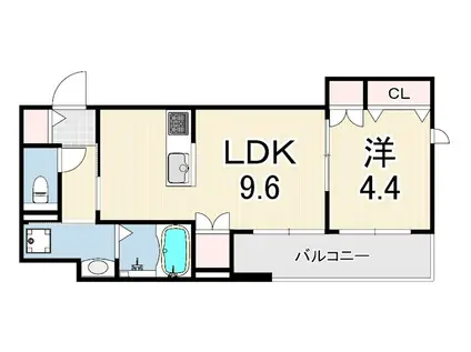 LA VITA西宮北口(1LDK/2階)の間取り写真
