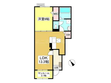 ラ・フォンターナ(1LDK/1階)の間取り写真