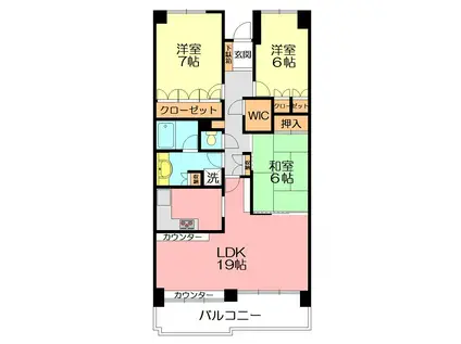 エスポワール東成瀬(3LDK/7階)の間取り写真