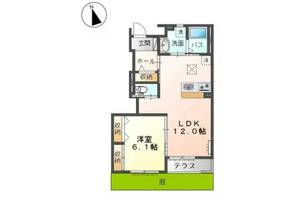 ハルフ フランシュ I(1LDK/1階)の間取り写真