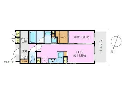 ブランニード塚本駅前(1LDK/4階)の間取り写真
