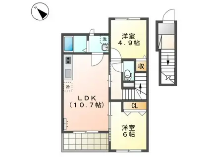 アストン・ベル(2LDK/2階)の間取り写真