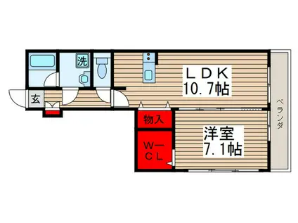 ジラソーレ(1LDK/2階)の間取り写真