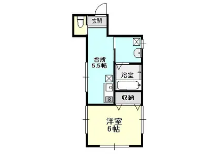 メロウD(1K/2階)の間取り写真