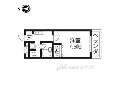阪急京都線 長岡天神駅 徒歩9分 5階建 築31年(1K/3階)の間取り写真