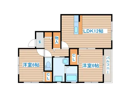 ユートピア高崎(2LDK/1階)の間取り写真