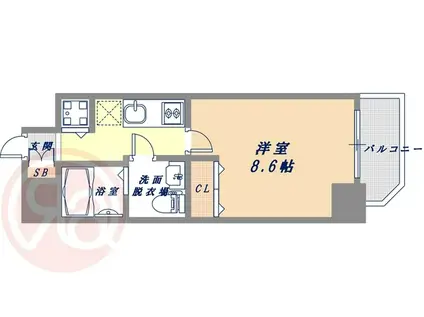 ラナップスクエア南堀江(1K/4階)の間取り写真