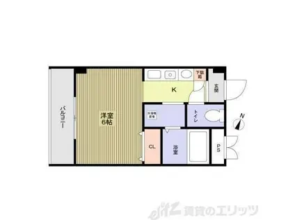 チェリーハイツ(ワンルーム/2階)の間取り写真