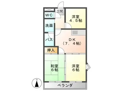 T-ビル(3DK/4階)の間取り写真