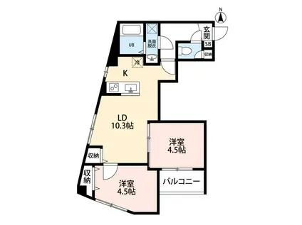 ガーデンフォレスト親水公園(2LDK/2階)の間取り写真