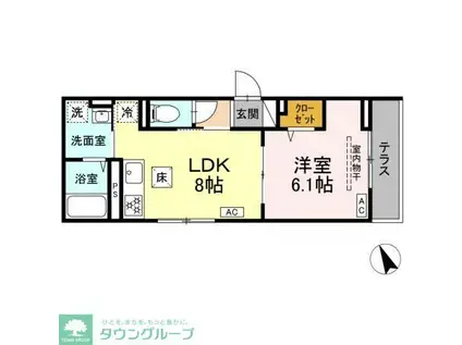 D PAINA 菅北浦(1LDK/3階)の間取り写真