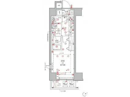 クレイシアIDZ三田(1K/4階)の間取り写真