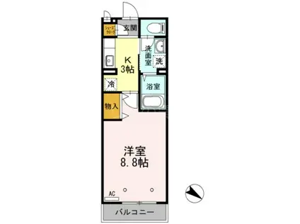 JR南武線 武蔵溝ノ口駅 徒歩10分 2階建 築11年(1K/1階)の間取り写真