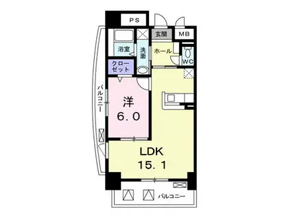 ヴィアーレ 光南(1LDK/8階)の間取り写真