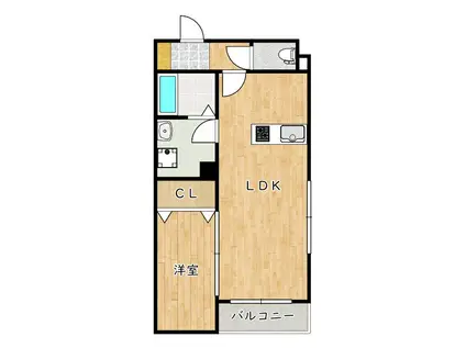 リーヴェ恵我之(1LDK/2階)の間取り写真