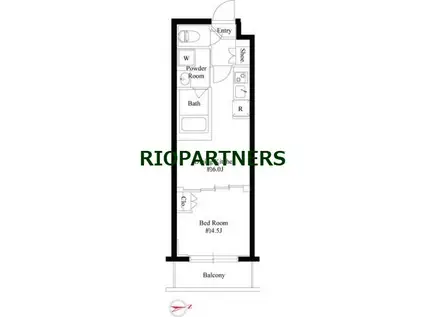 ハーモニーレジデンス新宿四谷(1DK/1階)の間取り写真