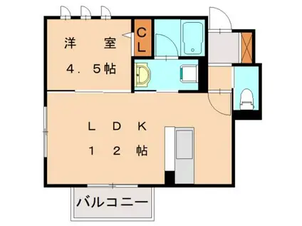 エンゼルハイム8号館B(1LDK/1階)の間取り写真