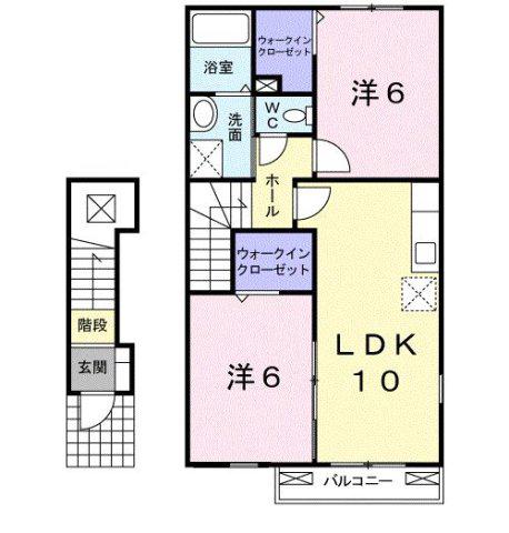 エクセル戸室B(2LDK/2階)の間取り写真