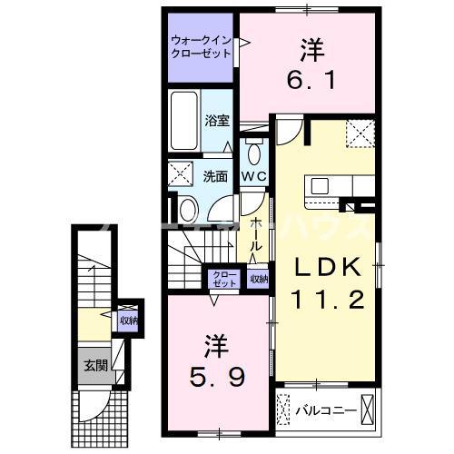 メルヴェーユ IV(2LDK/2階)の間取り写真