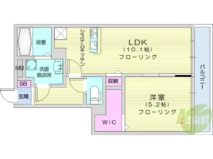 DーROOMあすと長町 Ⅰ(1LDK/3階)の間取り写真
