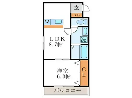 シャルレ12番館(1LDK/5階)の間取り写真