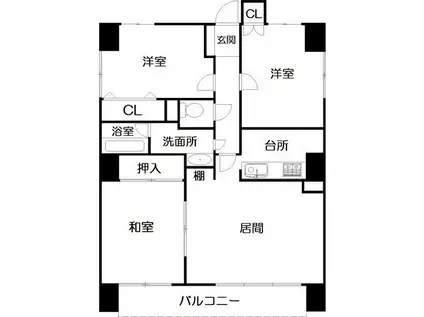 サンロード南5条(3LDK/7階)の間取り写真