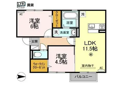 セントラル レジデンス E棟(2LDK/2階)の間取り写真