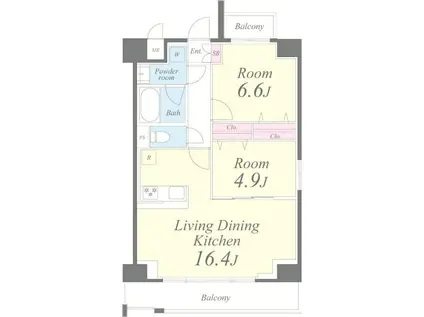 クレシェンテ月島(2LDK/6階)の間取り写真