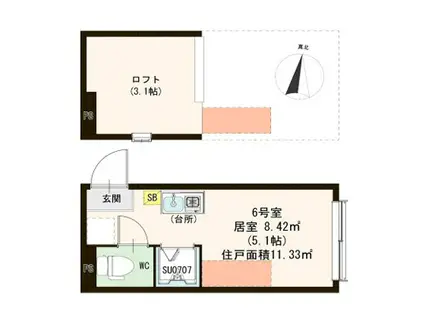 フルール・ド・エフォ(ワンルーム/1階)の間取り写真