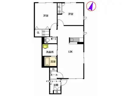 ヴィラーチェ近藤(2LDK/1階)の間取り写真