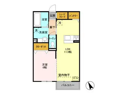 レガート大野原A(1LDK/2階)の間取り写真